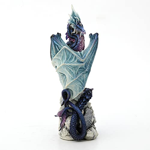 Veronese Design Andrew Bill Silent Watcher Hand Painted Indigo Dragon Statue