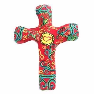 First & Main Hand Held Comforting Clay Cross with Greeting Card - Shaped To Fit Any Hand - 5" Provence