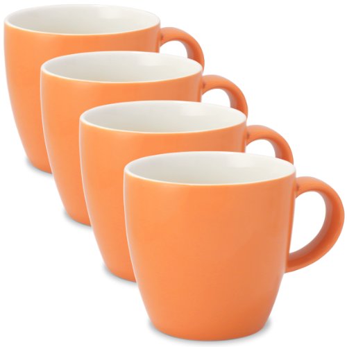 FORLIFE Uni Tea/Coffee Cup with Handle (Set of 4), 11 oz, Carrot