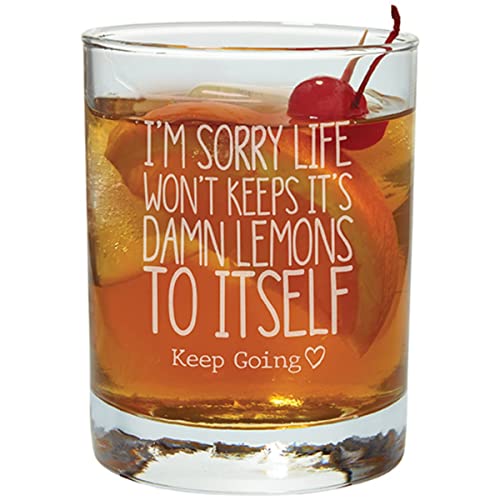 Carson Home 24935 Keep Going Collection Lemons Rocks Glass, 12 oz