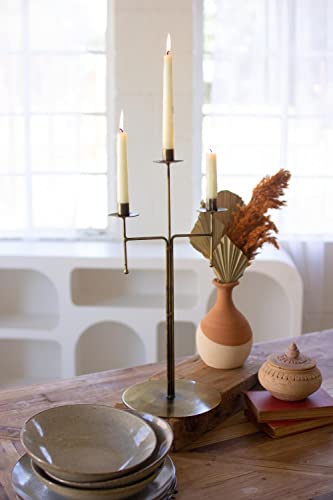 Kalalou NMP1147 Antique Brass Tabletop Candelabra with 3-Taper Candle Holders, 20-inch Height