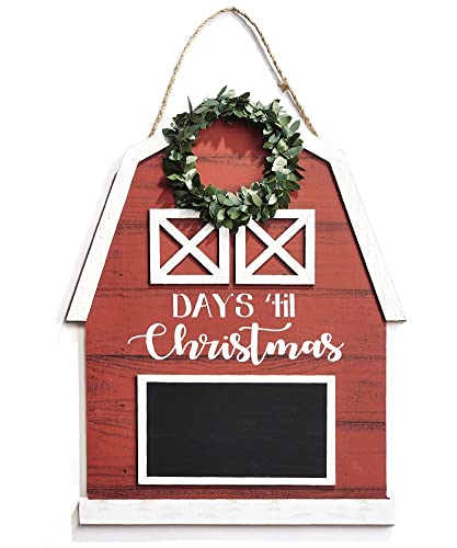 Giftcraft 682430 Christmas Barn Chalkboard Advent Sign, 0.35 inch, Medium Density Fiberboard