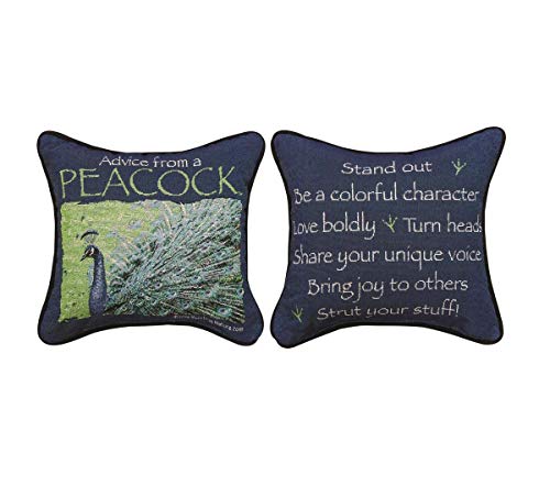 Manual TPADAP Your True Nature Advice from a Peacock by Sally Eckman Roberts Throw Pillow, 12-inch Square