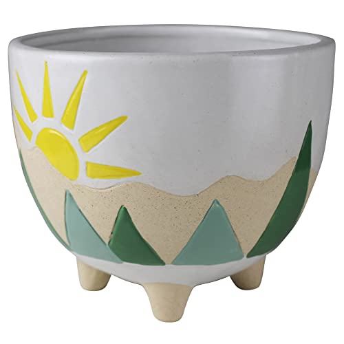 HomArt Mountainscape Cachepot, 6.25-inch Length, Ceramic