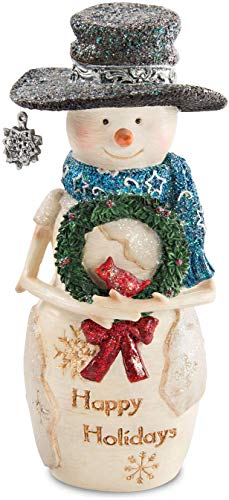 Pavilion Gift Company Happy Holidays Snowman Figurine Holding Wreath