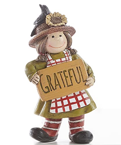 Giftcraft 582366 Harvest Scarecrow Figurine, 5.12-inch Height, Polystone, Grateful