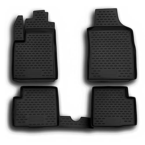 OMAC USA Floor Mats Fits Fiat 500 500C 2009-2015 Black | Front & 2nd Row Seat 3D Liner Set | All Weather Costum Fit Heavy Duty | Car SUV Automotive Accessories