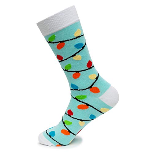 Great Finds Christmas Lights, Fancy Colorful Cotton Comfy Novelty Funny Dress Socks Unisex, HOLIDAY Patterned Cool Design Gift, Women&
