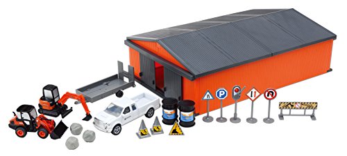 New Ray Toys Kubota Construction Vehicle Playset w/ Shed