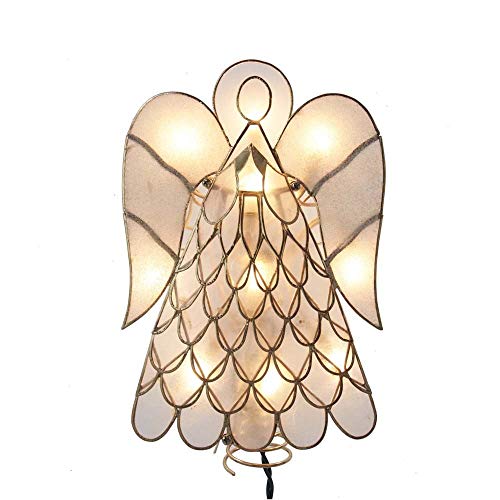 Kurt Adler Adler 9.5-Inch UL 10-Light Capiz Angel Treetop Tree Topper, Multi