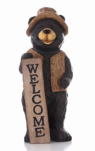 Hi Line Gift Ltd Bear Standing with Welcome Sign Statue