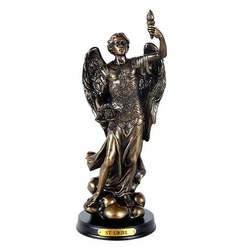 Pacific Trading Giftware St. Uriel Archangel of Light and Wisdom Figurine 8 Inch Tall Wooden Base with Brass Name Plate