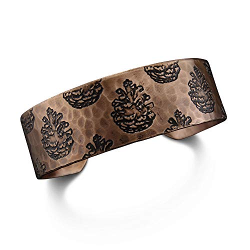 ANJU JEWELRY Engraved Metal Collection Hammered Cuff Bracelet - Pine Cones