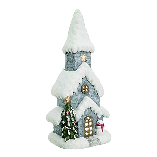 Transpac Y9488 Light Up Snowy Church, 20.25-inch Height , MGO