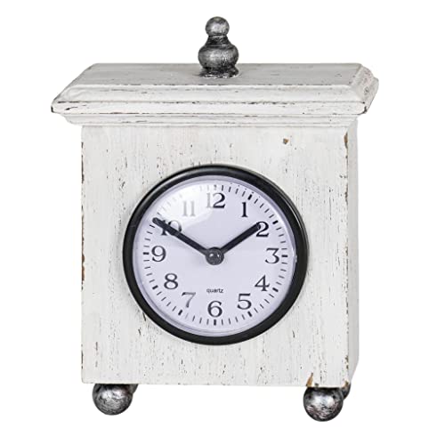 Foreside Home & Garden Square White Wood & Plexiglass Tabletop Clock