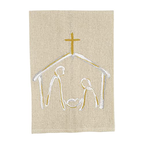 Mud Pie Nativity Gold Christmas Towel, 21-inch