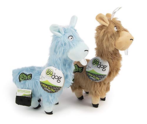 Worldwise goDog Buck Tooth Llama with Chew Guard Technology Plush Dog Toy, 2 Pack, Large