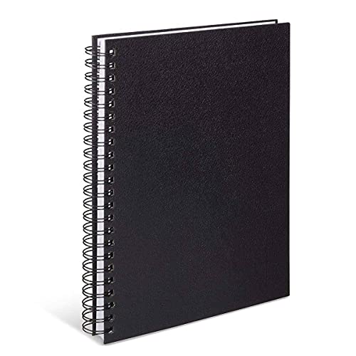 KINGART Hardcover Sketchbook (Black), Side Wire Bound, 60 Lbs. (90G), 9" X 12", 100 Sheets