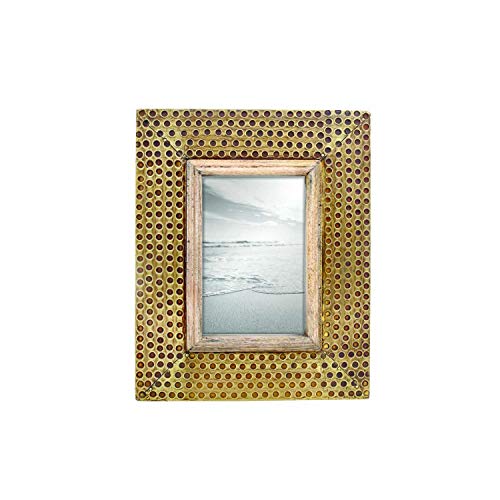 Foreside Home and Garden Brass 4 x 6 inch Decorative Distressed Hammered Metal Picture Frame, 61