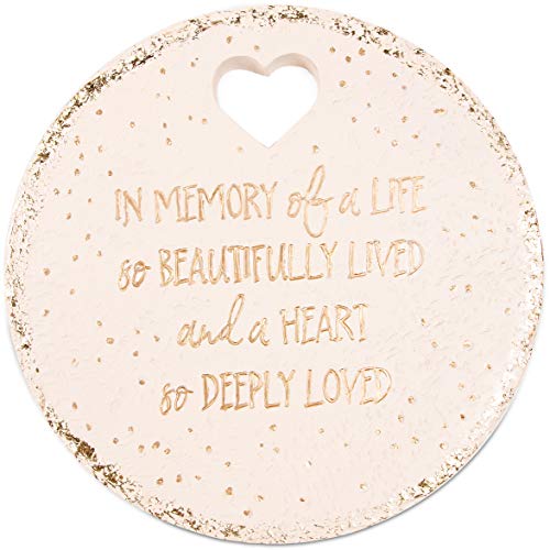 Pavilion Gift Company 1 in Memory of A Life So Beautifully Live and A Heart So Deeply Loved-10 Inch Weather Proof 10" Garden Stone, 10 inch Round, Beige