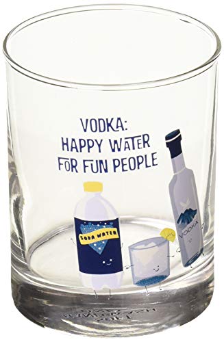 Pavilion Gift Company Vodka: Happy Water For Fun People-11 o 11 oz Rocks Glass, Blue