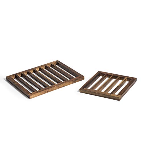 Kalmar Home Wood Trivets | Protects Countertops | Acacia Wood | Environmentally Friendly | Set of Two