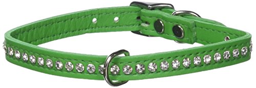 OmniPet Signature Leather Crystal and Leather Dog Collar, 16", Emerald