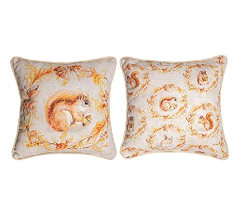 Manual SDSAA Squirrels and Acorn by Janice Gaynor Throw Pillow, 12-inch Square