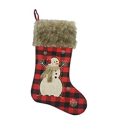 Comfy Hour Joyful Holiday Collection 20" Winter Christmas Snow Flake Soft Fur Top Snowman Wearing Scarf Stocking, Polyester