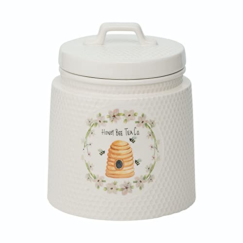 Transpac A5114 Honey Bee Tea Co. Cookie Jar, 8-inch Height, Dolomite