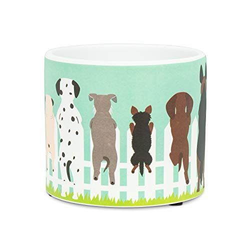 Abbott Collection  27-PL-DM-03-SM Small Dogs on Fence Planter, 4.5 inches D, Turquoise