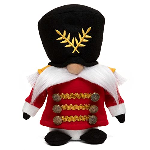 MeraVic Major Martin Nutcracker Gnome Red & Black with Buttons, Wood Nose, White Mustache, Arms and Feet, 8.5 Inches - Christmas Decoration