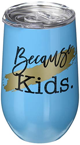 Spoontiques 16942 Because Because Kids Stainless Wine Tumbler, Blue