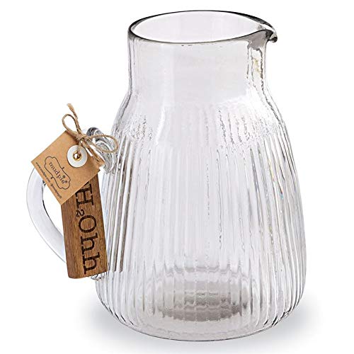 Mud Pie H2O Glass Pitcher Set of 2,62 oz,Clear