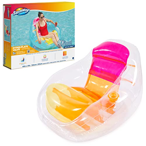 Spin Master Swimways Dry Float Socializer Pool Float, Translucent Inflatable Recliner Chair for Adults with Fast Inflation, Cup Holder & Back Rest