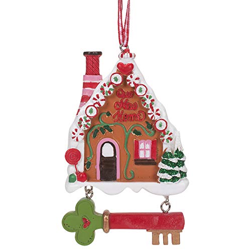 Kurt Adler H5602 Gingerbread House with Key Ornament for Personalization, 4-inch High, Resin