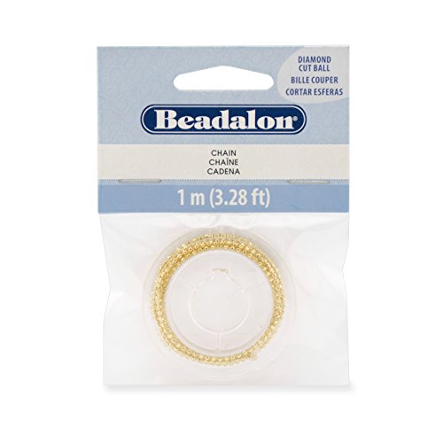 PA Distribution Artistic Wire Beadalon Diamond Cut Ball Chain, Gold