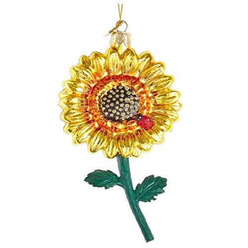 Kurt Adler NB1648 Noble Gems Sunflower Ornament, 6-inch High, Glass