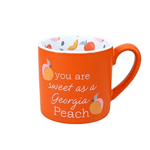 Pavilion Gift Company You Are Sweet As A Georgia Peach Peach-15oz Large Stoneware Coffee Cup Mug, 15 oz, Orange