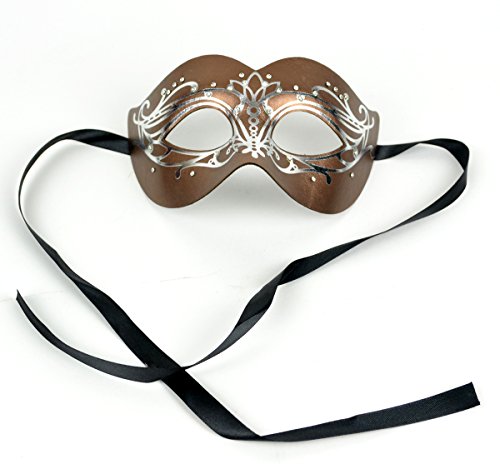 Midwest Design Mask-It 48055 Mask-It (Mau63) Mask-It Copper Metallic Pu Leather with Rhinestones 9" Half Mask, 1Pc