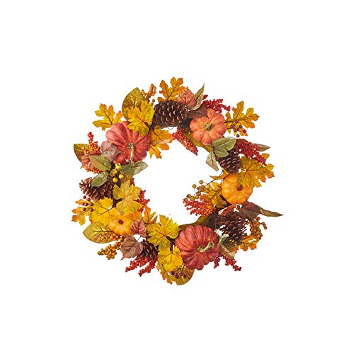 RAZ Imports 2021 The Gathering Place 26-inch Maple Leaf and Pumpkin Wreath