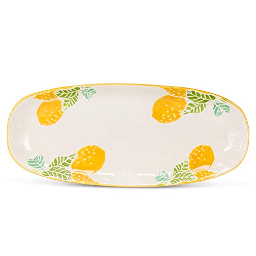 Abbott Collection  27-Meyer Fresh Lemon Oval Platter, Ivory/Yellow