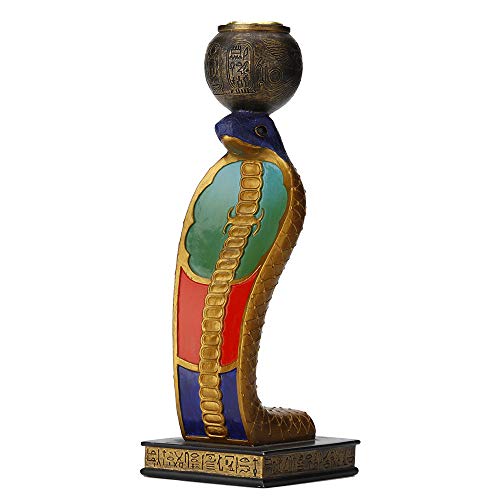 Unicorn Studio Veronese Design 8.5 Inch Egyptian Uraeus Cobra Candle Holder Hand Painted Polyresin Snake Figurine Sculpture