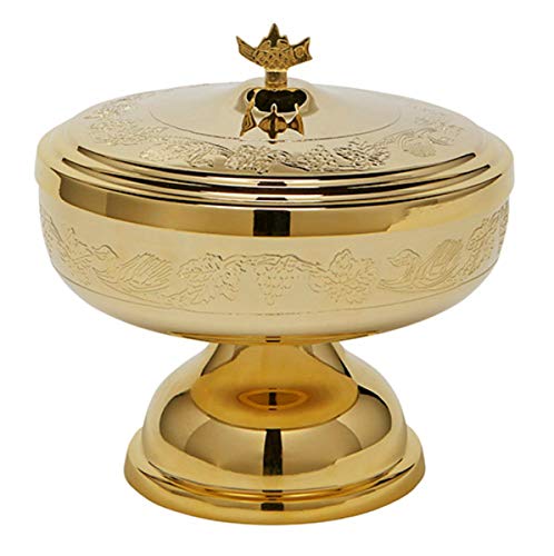 Creative Brands Sudbury Brass Grapes and Leaves Design Ciborium with Cover, 4 1/2 Inch