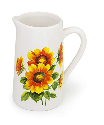 Boston International Ceramic Drink Pitcher, 5 Cups, Colourful Sunflowers
