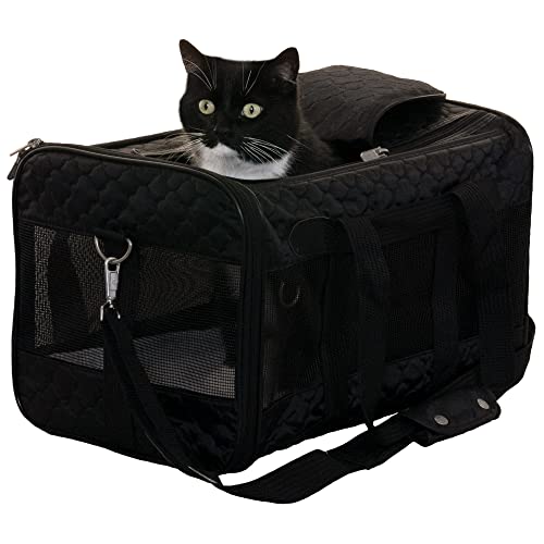 Worldwise Sherpa Travel Original Deluxe Airline Approved Pet Carrier, Black Lattice Stitching, Large (Frustration Free Packaging)