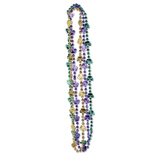 Beistle Crown Beaded Necklaces | Green, Purple & Gold | 3 Pcs.