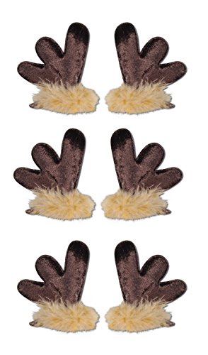 Beistle S20716AZ3, 3 Pairs Antler Hair Clips (Brown)