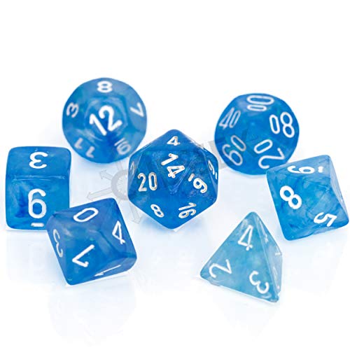 Chessex Polyhedral 7-Die Set - Borealis Sky Blue/White with Luminary 27586 (CHX27586)