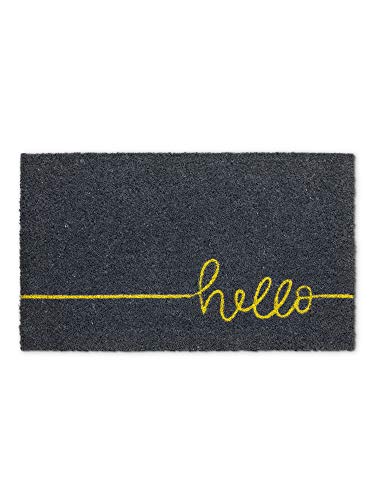Abbott Collection  35-PFW-GE-8340 Hello Doormat-Grey/Yellow-18x30 L, 18x30 inches L, Home Yellow